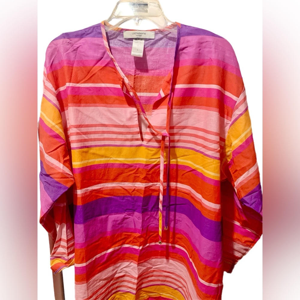 Liz Claiborne Swimwear Cotton Tunic Coverup, Large, long sleeve, cotton